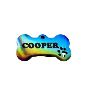 Custom engraved Holographic Dog Bone ID Tag