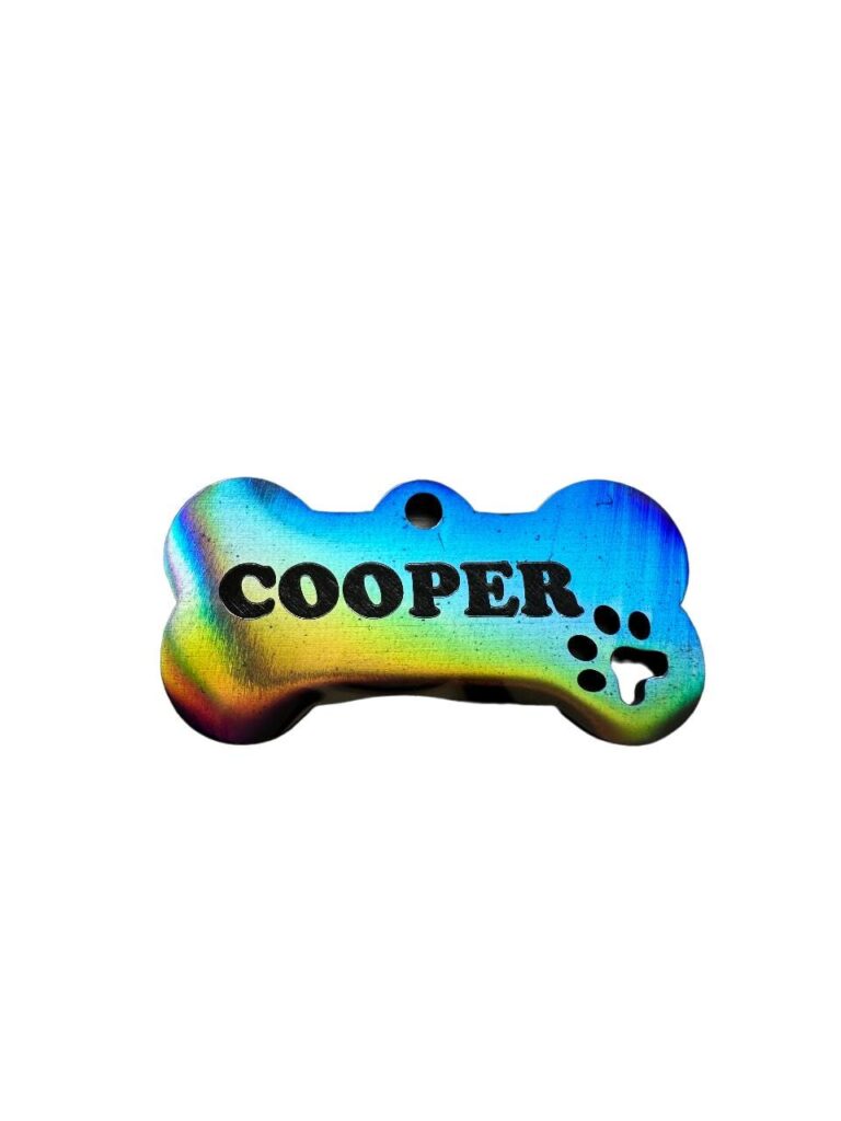 Custom engraved Holographic Dog Bone ID Tag