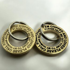 Custom Deep Engraved Brass Ring,Dog Tag, Large 30mm x 3mm Thick