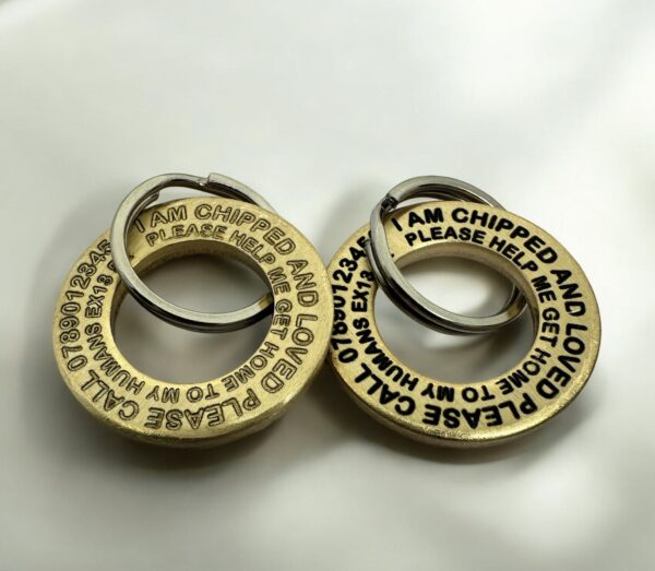 Custom Deep Engraved Brass Ring,Dog Tag, Large 30mm x 3mm Thick