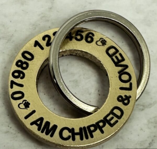 Custom Deep Engraved Brass Ring,Dog Tag, Small 24mm x 3mm Thick